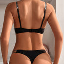 Conjunto De Lenceria De Tirantes Tejidos Chispeantes Para Mujeres