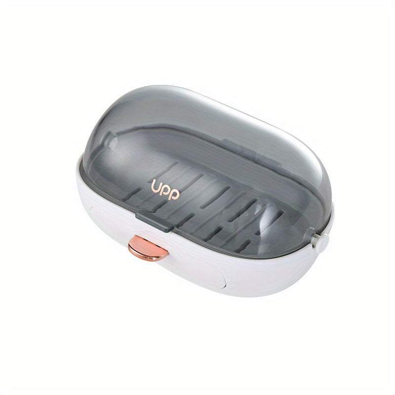 1 Pieza, Caja De Jabón Con Tapa Abatible, Caja Individual Montada En La Pared, Caja Sin Perforaciones, Accesorios De Baño, Almacenamiento Y Organización De Baño