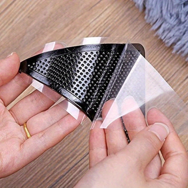 4+4pcs Agarraderas para Alfombras, Pegatinas Antideslizantes para Suelos de Madera y Azulejos, Alfombras Reutilizables y Lavables, Almohadillas Adhesivas de Doble Cara para Mantener las Esquinas Planas