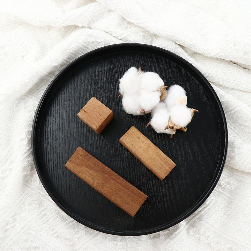 1pc Bandeja de Servir Té de Madera Maciza Redonda Negra con Diseño de Bambú - Elegante Bandeja de Presentación para Snacks, Café y Té Chino, Opciones de Diámetro de 21/24/27/30cm, Bandeja de Té
