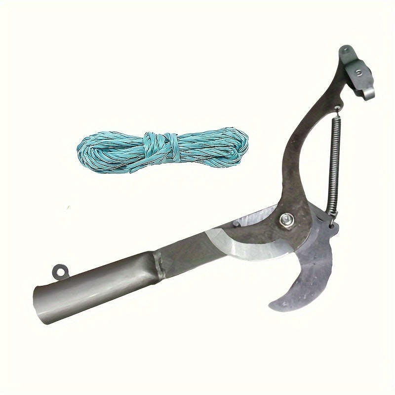 1 pieza de tijeras de poda de aire con mango largo con diseño de cuerda - Cortadora de ramas afilada de acero inoxidable y recolector de frutas para mantenimiento de jardín y patio, mango ergonómico amarillo y negro, herramienta de poda duradera para ext