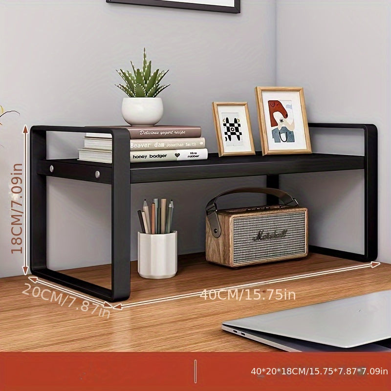 Organizador de Escritorio Moderno de Madera y Metal - Estantería de Pared con Estantes, Soporte para Documentos y Papelería de Oficina, Estante, Almacenamiento de Escritorio, Estantería, Soporte para Papelería