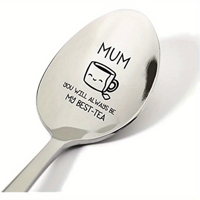 1pc, Cuchara, Regalos de Hija o Hijo para Mamá, Divertido Mamá Siempre Serás Mi Mejor, Cuchara de Té Grabada en Acero Inoxidable, Regalos para Amantes del Té para Mujeres, Mamá, Cumpleaños, San Valentín, Día de la Madre, Navidad