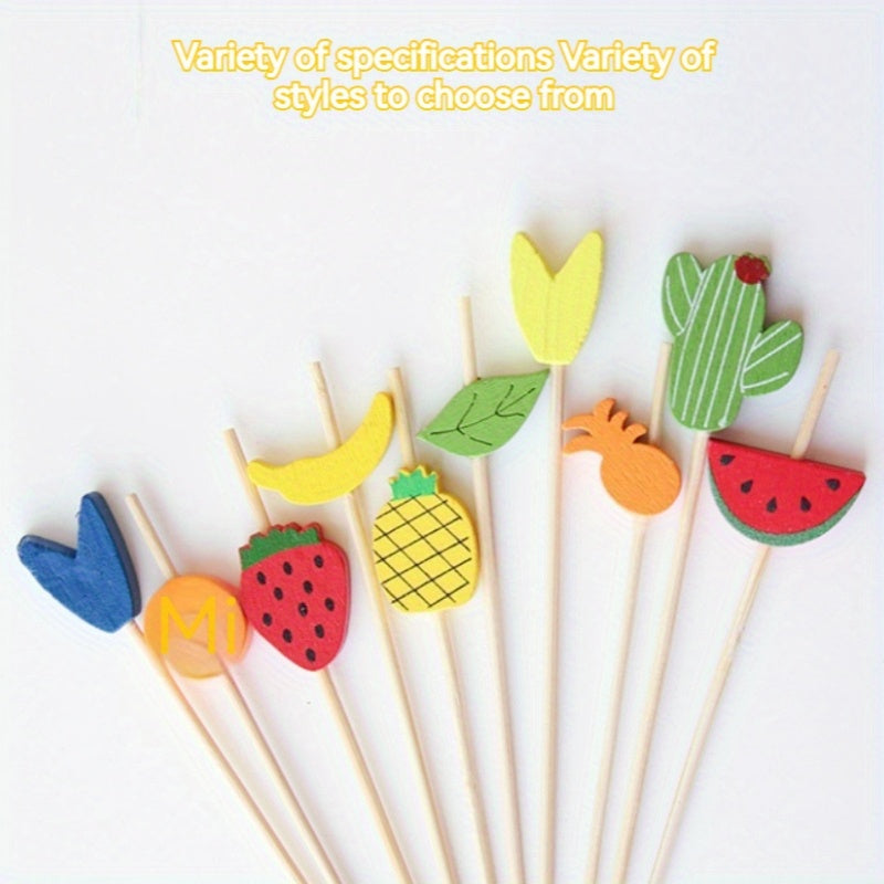 Paquete de 100 unidades para reuniones familiares, fiestas de cumpleaños. Palitos de frutas, hamburguesas, cócteles decorativos, sándwiches con dibujos animados.