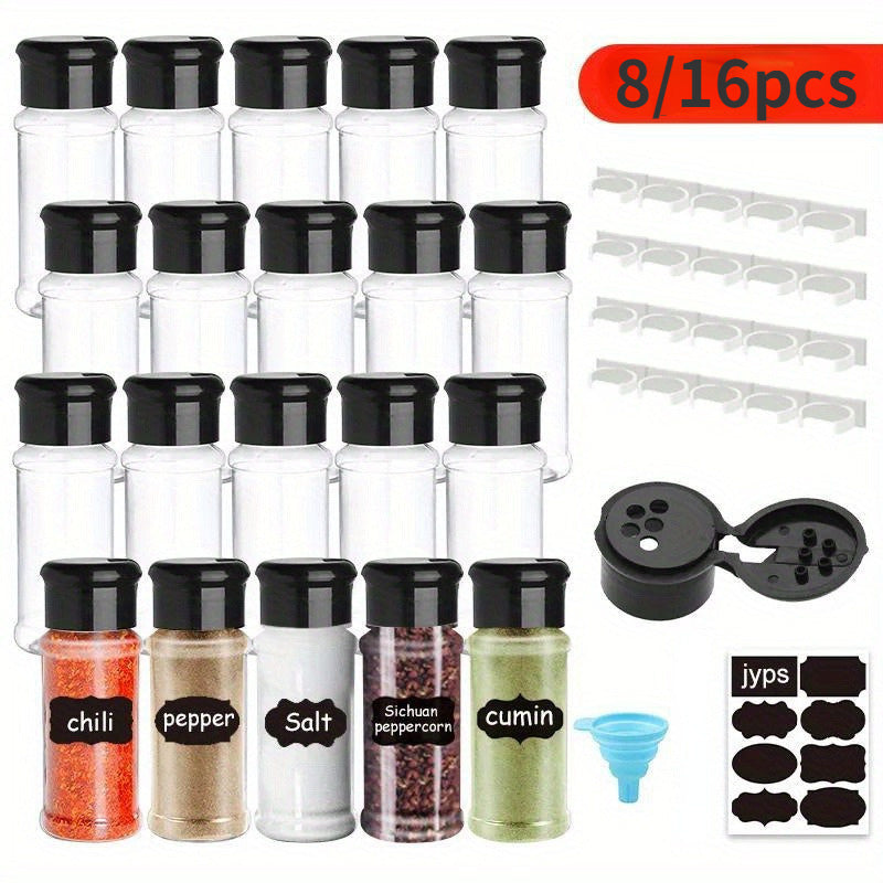 8/16 frascos para especias, botes para condimentos de barbacoa, saleros y pimenteros, dispensador de condimentos, accesorios de cocina