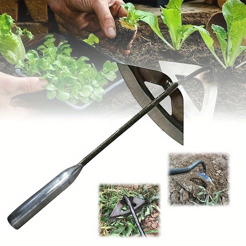 1pz Herramienta de Jardinería de Hierro Templado Hueco Premium con Mango Ergonómico - Rastrillo Manual para Eliminación Eficiente de Malezas y Cultivo en Huertos de Verduras y Camas de Flores, Resistente al Óxido