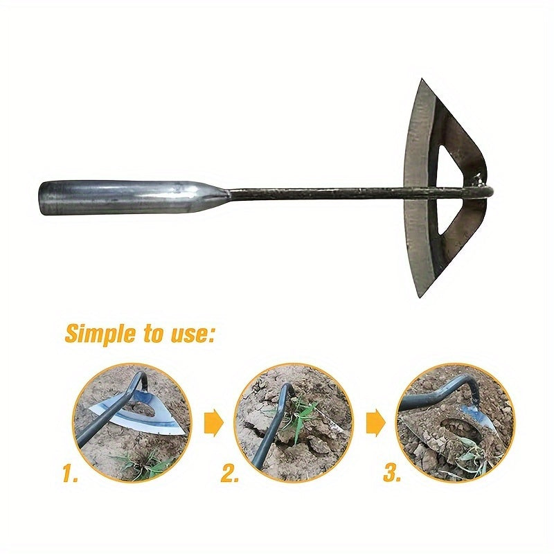 1pz Herramienta de Jardinería de Hierro Templado Hueco Premium con Mango Ergonómico - Rastrillo Manual para Eliminación Eficiente de Malezas y Cultivo en Huertos de Verduras y Camas de Flores, Resistente al Óxido
