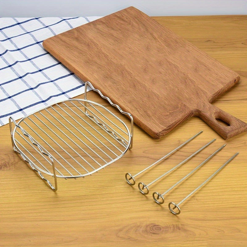 Cesta de parrilla de acero inoxidable para freidora de aire, brocheta universal y parrilla para alas para frutas secas, carne, cocción por ondas de luz, esencial para fiestas de Pascua