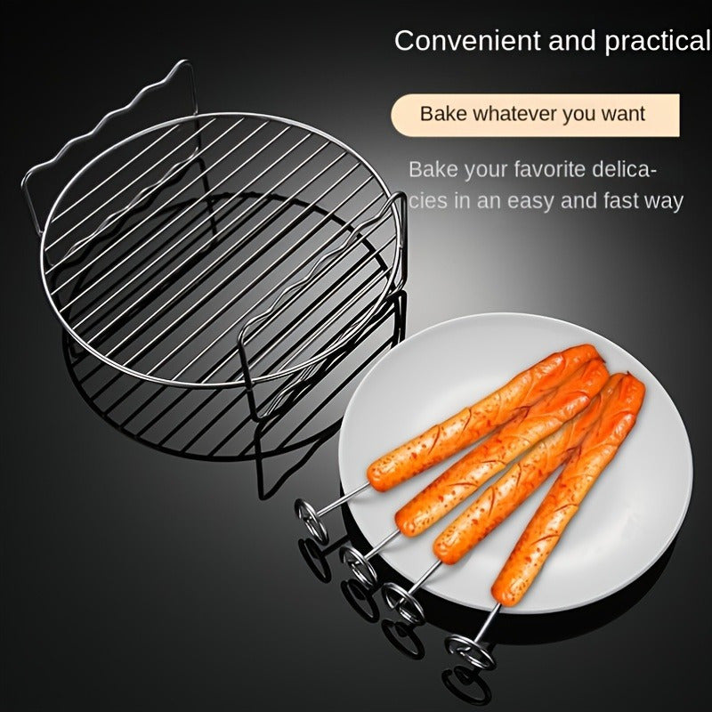 Cesta de parrilla de acero inoxidable para freidora de aire, brocheta universal y parrilla para alas para frutas secas, carne, cocción por ondas de luz, esencial para fiestas de Pascua