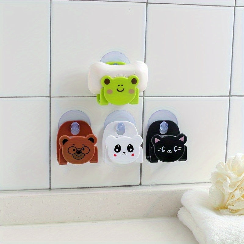 Soporte de esponja con ventosa de animal de dibujos animados - Organizador lindo del fregadero de la cocina, soporte de jabón sin contacto con alimentos con drenaje para esponjas y estropajos, gancho adhesivo para toallas para accesorios de baño y cocina