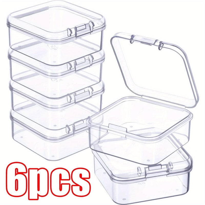 6 Piezas de Cajas Transparentes para Joyería con Tapas de Presión, Interior Forrado en Tela y Cubierta Clara - Organizador Moderno Mini para Aretes, Adornos, Decoración del Hogar, Contenedor Minimalista, Cierre Seguro, Ideal para Pequeños Negocios