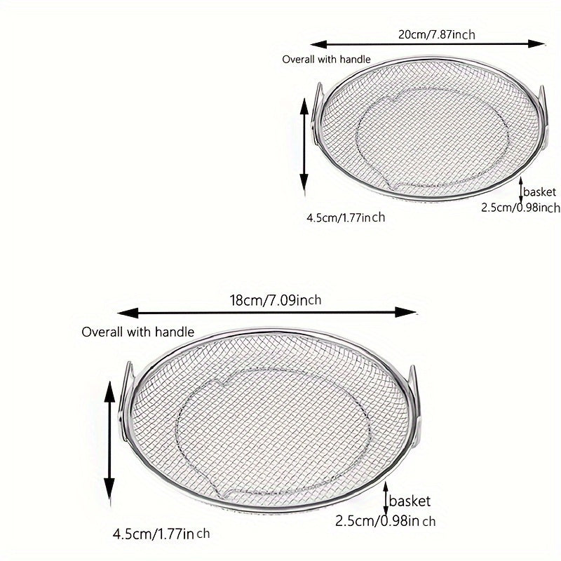 Bandeja De Filtro De Aceite De Acero Inoxidable Pulido, Cesta De Malla Redonda Reutilizable Para Freír Y Asar A La Parrilla, Colador De Cocina, Suministros Para Barbacoa Al Aire Libre Y Camping