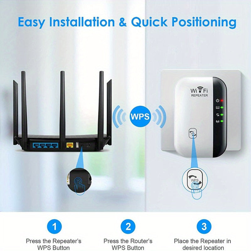 Amplificador de señal WiFi para extender hasta 2640 pies cuadrados, última generación, repetidor de Internet inalámbrico, amplificador de largo alcance con puerto Ethernet, punto de acceso, configuración de 1 toque, compatible con Alexa N300 100g 2871259
