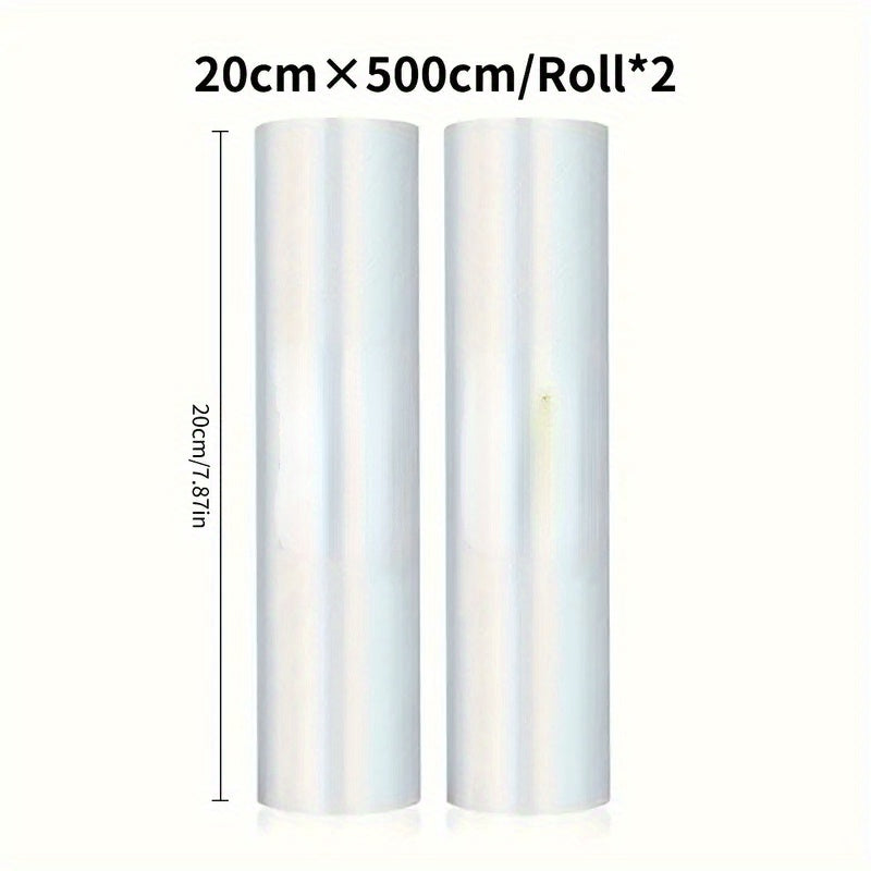 Dos rollos de bolsas herméticas para almacenar alimentos con textura, 5 metros de largo