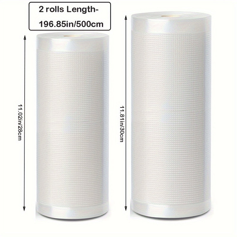 Dos rollos de bolsas herméticas para almacenar alimentos con textura, 5 metros de largo