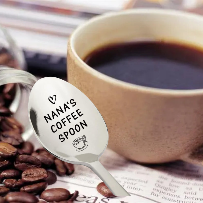 1/2/4 piezas, cuchara de café Nana grabada, cuchara de acero inoxidable para amantes del café, regalos para Nana Abuela, cuchara de café Nana, regalos para cumpleaños, Día de la Madre, Navidad.