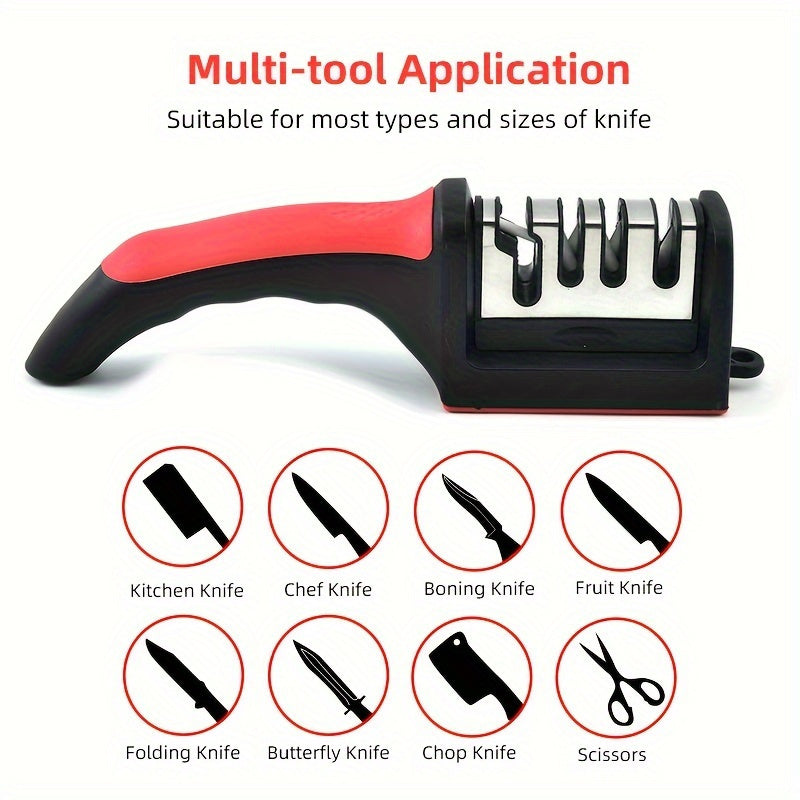 1pc Afilador de cuchillos de diamante, herramienta de afilado profesional de 4 etapas de tungsteno y cerámica, para cuchillos de cocina