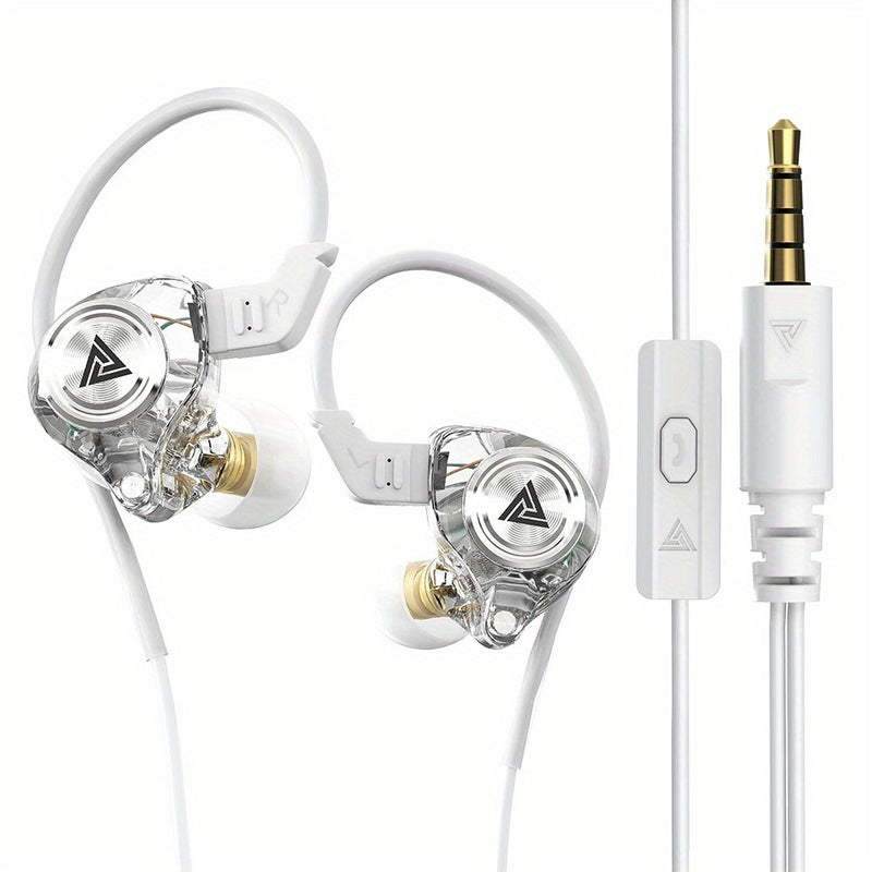 Auriculares internos QKZ AK3 FiLe de alta fidelidad, audífonos con cable y micrófono, cancelación de ruido con subwoofer, para gaming y música, plástico duradero, cable de 120 cm/47.24 pulgadas, diseño en colores vivos