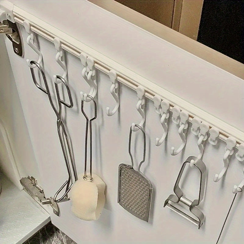 Organizador de cocina fácil de instalar con ganchos deslizantes - No requiere taladro, adhesivo para fácil organización, ganchos utilitarios