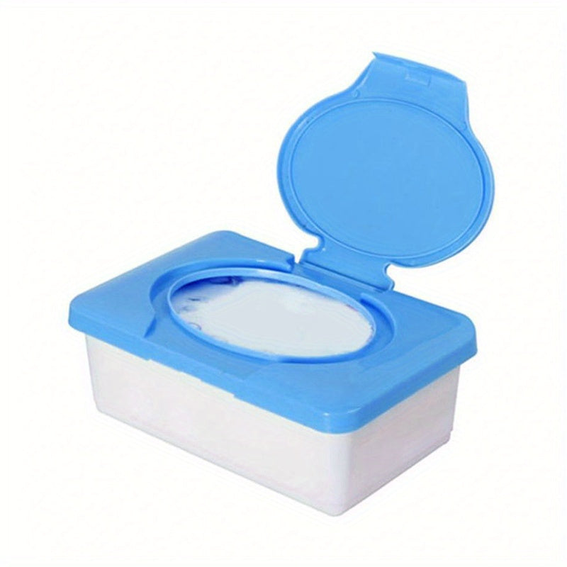 1pc Caja de Almacenamiento para Toallitas con Tapa - Dispensador de 80 Paños, Estuche Duradero de Plástico Compacto 19.51x11.99x7.49cm, Organizador Clásico para Baño o Dormitorio (Rojo/Azul), Diseño Minimalista y Fácil Limpieza