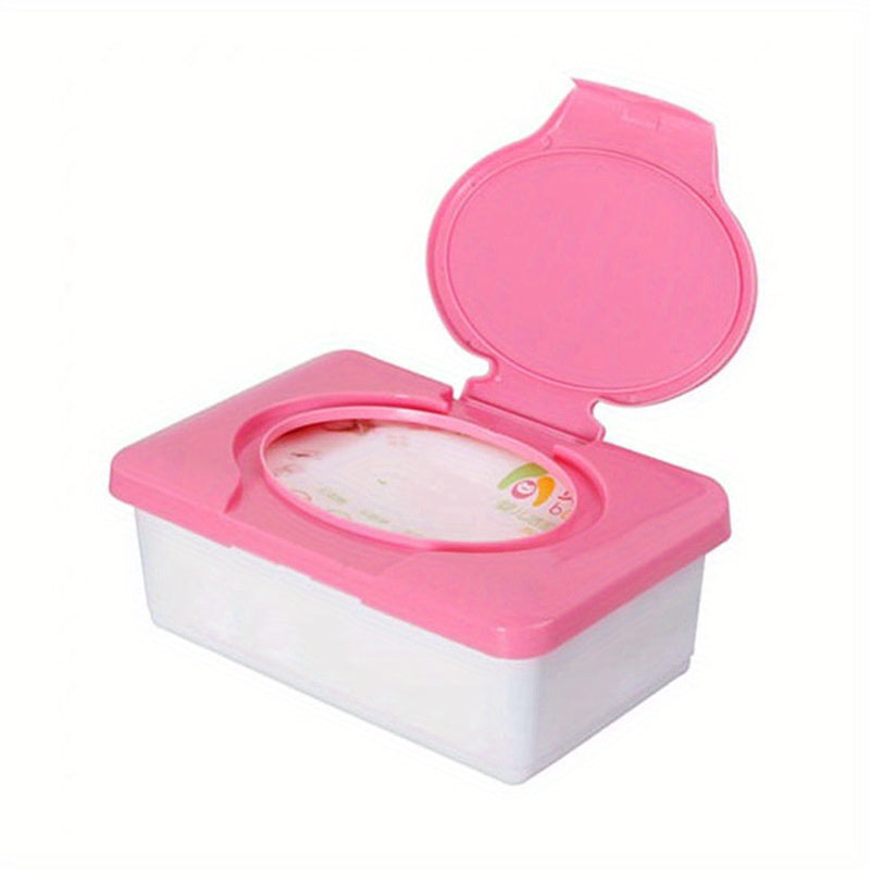 1pc Caja de Almacenamiento para Toallitas con Tapa - Dispensador de 80 Paños, Estuche Duradero de Plástico Compacto 19.51x11.99x7.49cm, Organizador Clásico para Baño o Dormitorio (Rojo/Azul), Diseño Minimalista y Fácil Limpieza