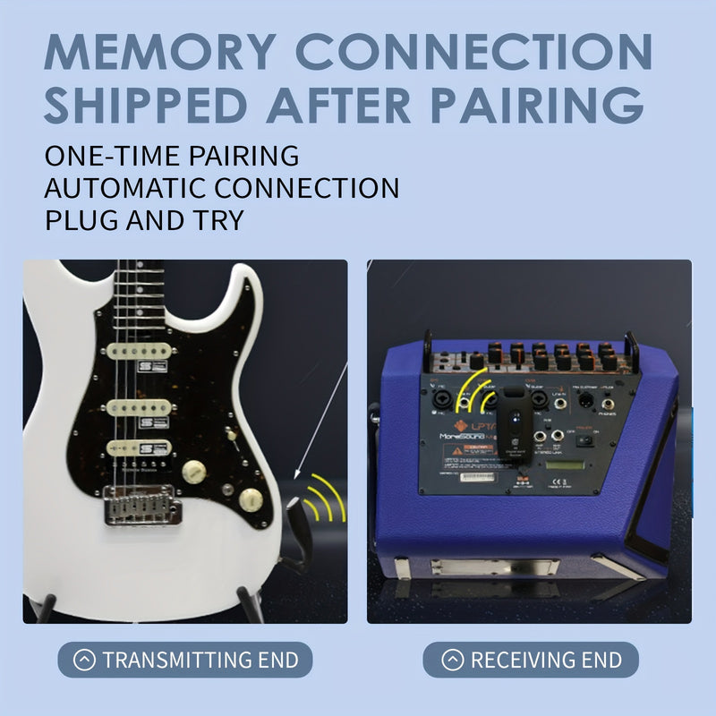 Sistema Inalámbrico para Guitarra A9 con Receptor de 2.4GHz, Carga USB-C, Conectividad Inalámbrica - Transmisor y Receptor Azules para Guitarra Eléctrica, Accesorio para Instrumento Musical con Batería de 300mAh, Transmisor Inalámbrico para Guitarra