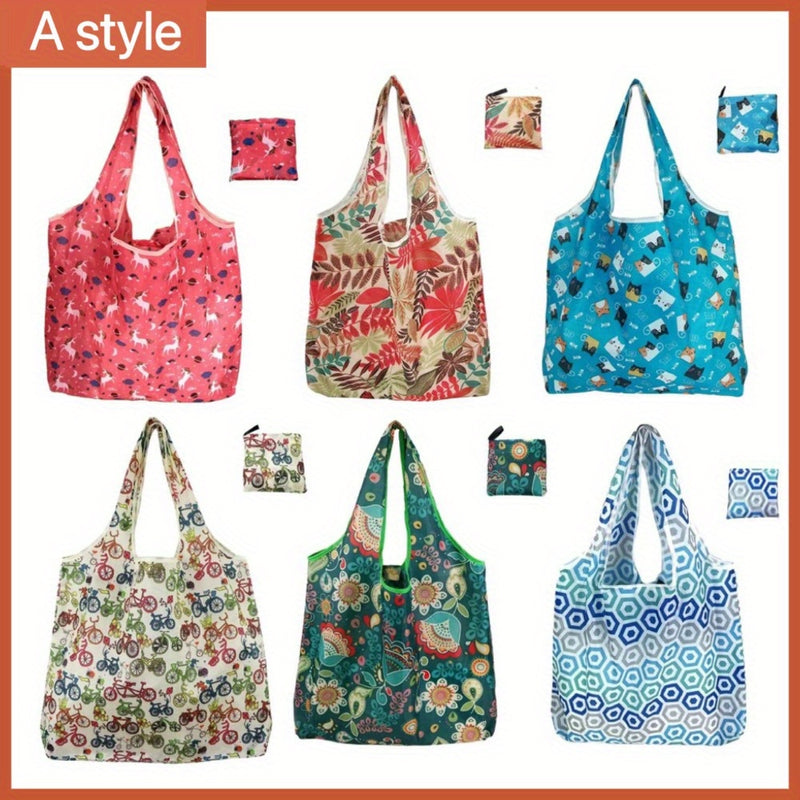 6pcs Bolsas de Compras Reutilizables - 18.1x13.7x3.1" Plegables y Lavables a Máquina, Bolsas de Compras Extra Grandes (50 lbs) Ligeros de Poliéster con Correa Cruzada para Cocina y Comedor, Forma Rectangular