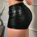 SXY Pantalones Cortos de PU Sexys de Verano con Cintura Baja y Ajuste Delgado