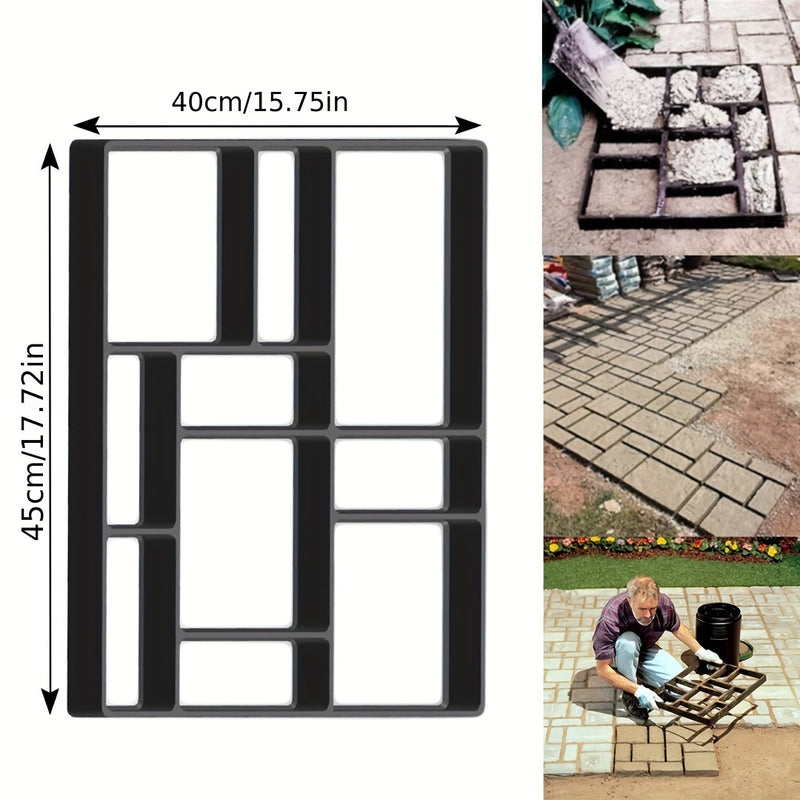 Molde de plástico para pavimento, fabricante de pasarelas de jardín de 10 rejillas, molde reutilizable para adoquines con diseño de piedra de cemento y hormigón, molde para escalones para exteriores de 44,96 cm x 39,88 cm, fácil de usar