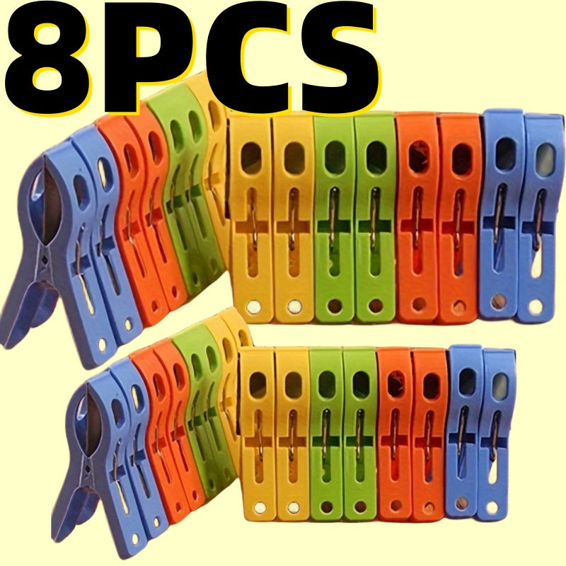 Otro Lavado, Secado y Planchado 8pcs Pinzas Grandes de Plástico para Ropa, Clips para Perchas, Clip para Toallas de Playa a Prueba de Viento, Pinzas para Ropa, Abrazadera de Resorte Potente, Almacenamiento y Organización de Ropa Sucia