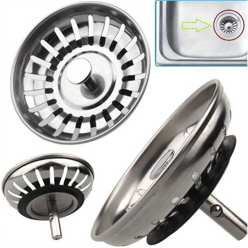 1 pieza de escurridor de fregadero de cocina de acero inoxidable pulido y tapa - Embudo de drenaje elegante con atrapahuevos para baño y cocina, resistente a la herrumbre, fácil de limpiar, duradero y de estilo, protección de drenaje, escurridor de frega