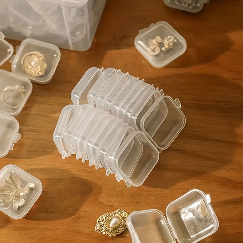 20 Piezas, Cajas De Almacenamiento De Joyas De Plástico Transparente Con Tapas, Mini Estuches Organizadores De Pendientes, Pequeños Contenedores Cuadrados Para Cuentas, Maquillaje, Proyectos De Manualidades, Accesorios De Organización Para El Hogar, Caja