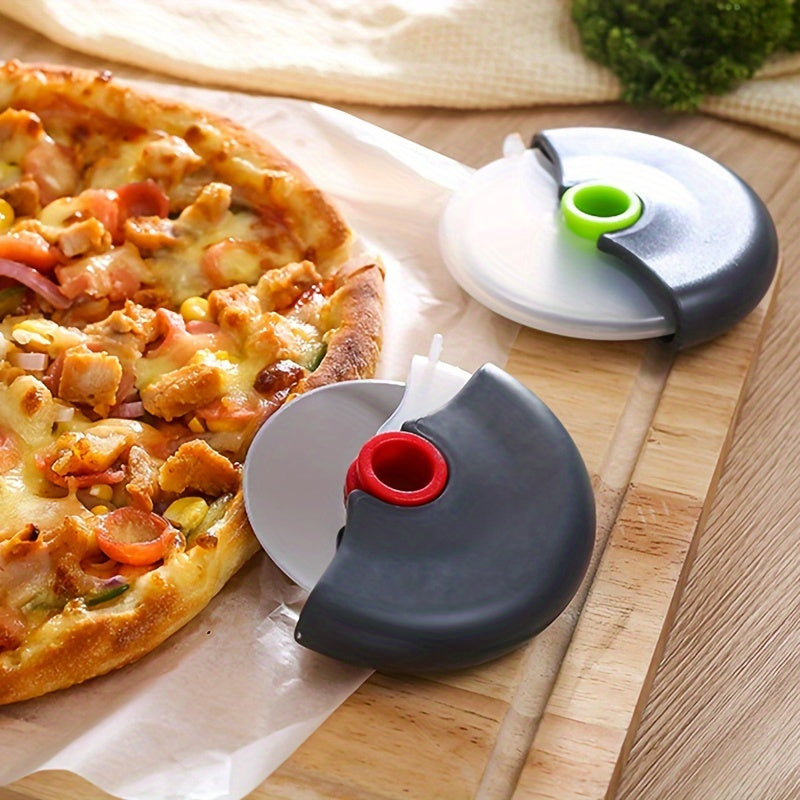 Cortador de pizza redondo de acero inoxidable - Herramienta de cocina sin carga para pastel, pan, horneado de pasteles, rodillo de ruleta para el hogar, camping, accesorio para barbacoa, esencial de verano, esencial de vacaciones de haya