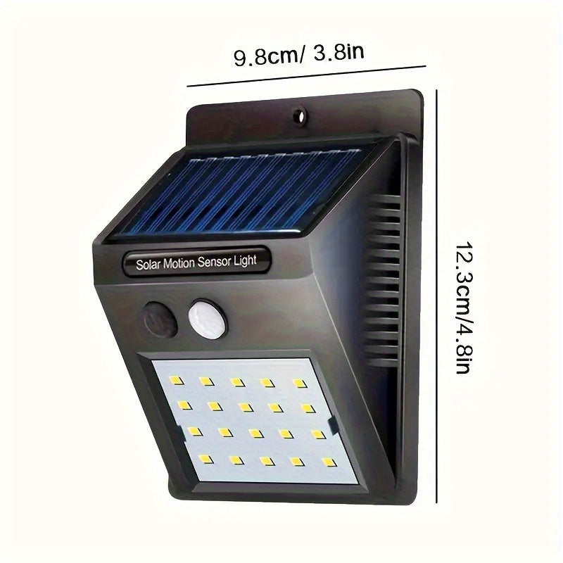 Lámpara solar de pared con 30 LED, sensor de movimiento para exteriores con detección automática infrarroja, ideal para jardín, patio, cerca y garaje
