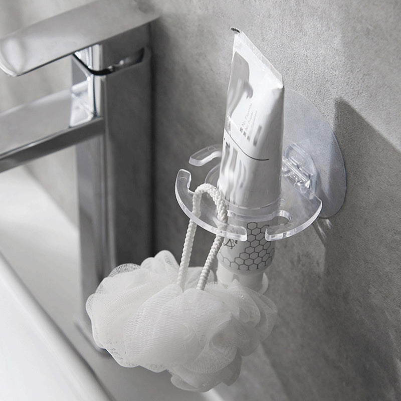 Juego de portacepillos y pasta dental para pared, plástico, sin necesidad de taladrar, sin electricidad, organizador para baño