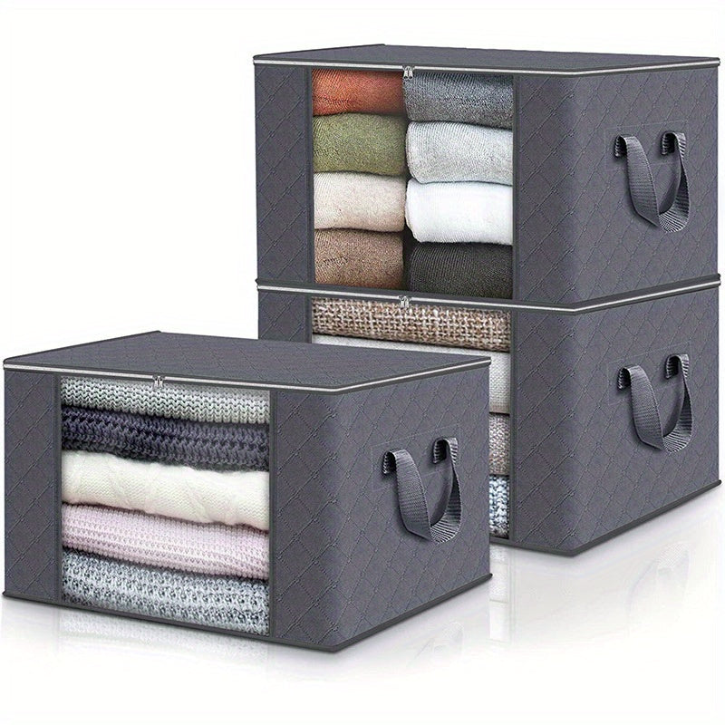 3/6pcs Bolsas de Almacenamiento de Tela Plegables de Gran Capacidad - Organizador Colapsable para Ropa, Mantas y Toallas - Perfecto para Dormitorio, Armario, Residencia Universitaria, Spa y Organización de Guardarropa, Solución de Almacenamiento para Dor