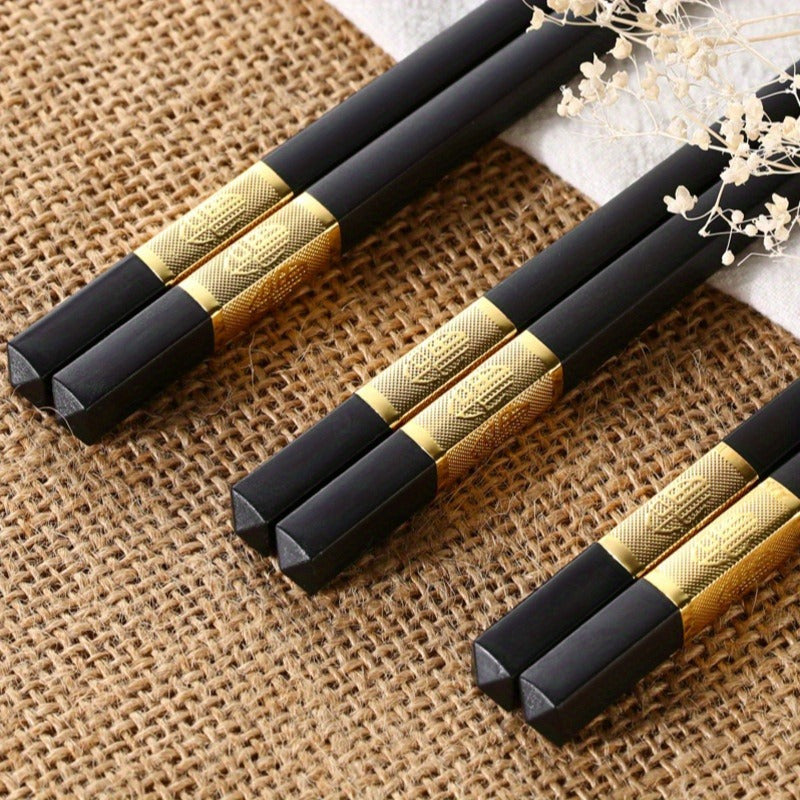 Conjunto de palillos antideslizantes de fibra de vidrio: 1/3/6 pares, reutilizables, aptos para lavavajillas, fáciles de limpiar, negros, perfectos para el hogar, el hotel y los restaurantes.