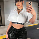 SXY Pantalones Cortos de PU Sexys de Verano con Cintura Baja y Ajuste Delgado