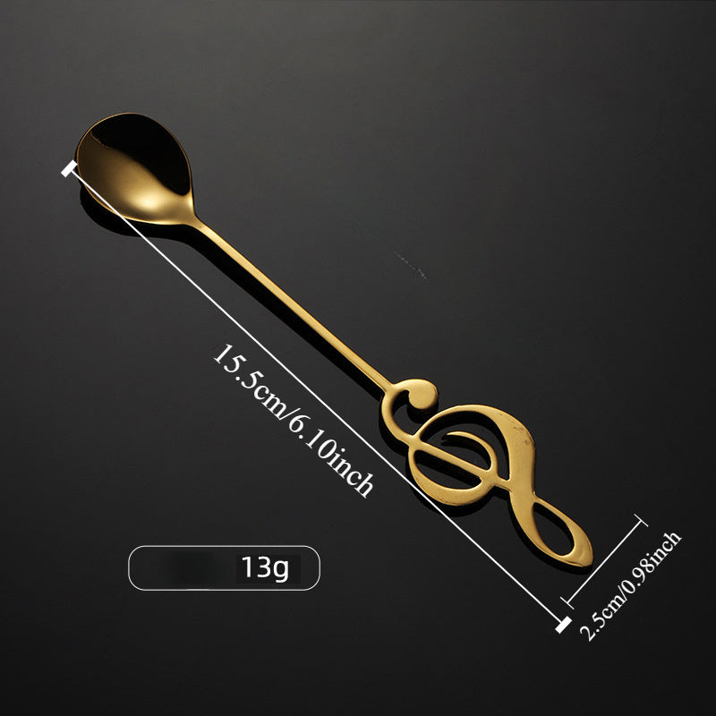 Cuchara Elegante de Acero Inoxidable para Café y Postres con Diseño Creativo de Nota Musical - Ideal para Hogar, Oficina, Residencias Universitarias y Cafeterías - Accesorio de Cubertería Duradero, Accesorios para Bar de Café