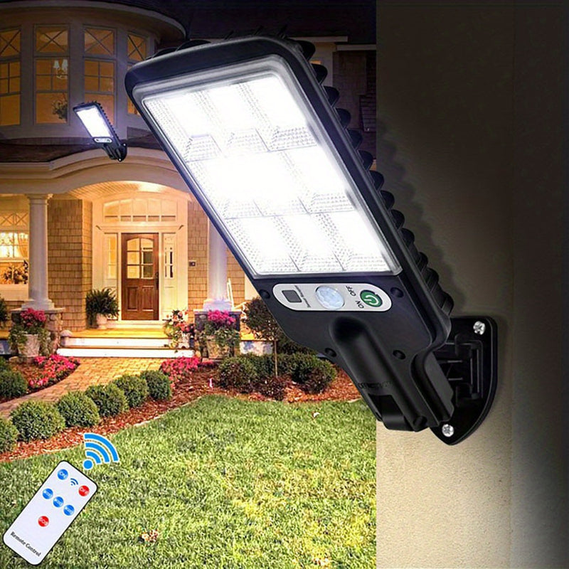 3piezas Luz Solar de Sensor de Movimiento con Control Remoto, Luz de Seguridad Alimentada por Panel Solar, Luz de Camino para Jardín, Garaje, Patio Trasero