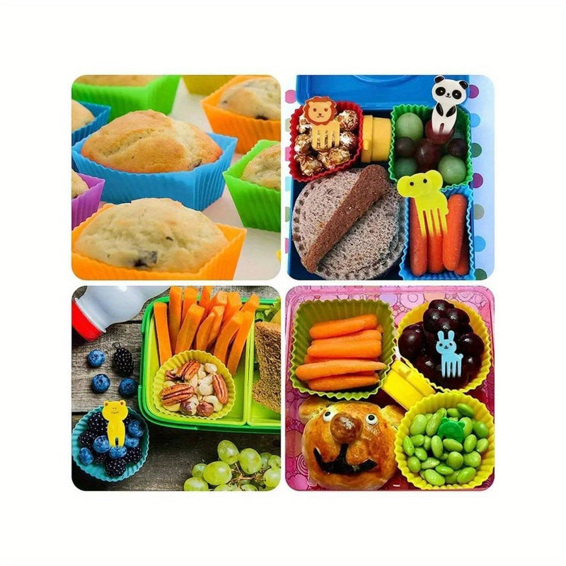 38 piezas de palillos decorativos para comida en miniatura con diseño de animales animados, para snacks, pasteles y frutas, incluye herramienta de corte y separador de silicona para lonchera