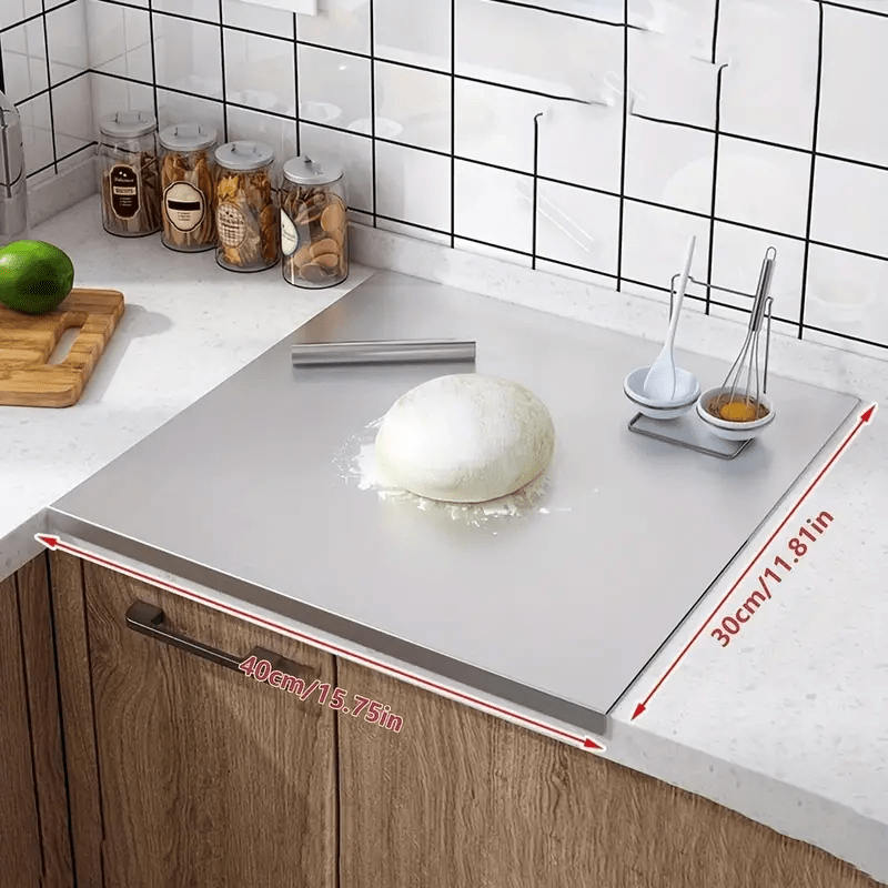 Tabla de Cortar de Acero Inoxidable de Tamaño Extra Grande con Pies Antideslizantes - Perfecta para Hornear y Amasar Masa, Esencial de Cocina Segura para Alimentos
