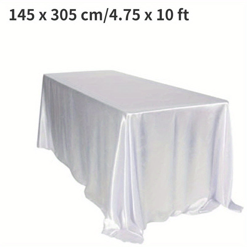 Mantel elegante de satén blanco, rectangular, de poliéster, ideal para bodas, Navidad, baby showers, cumpleaños y banquetes, mantel de mesa elegante