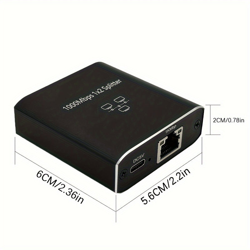 Adaptador divisor Gigabit Ethernet - Divisor de cable de red RJ45 de 1 a 2 puertos con alimentación USB - Uso compartido de conexión a Internet de doble dispositivo para Cat5/5e/6/7/8 - Divisor LAN Y RJ45 de alta velocidad de 1000 Mbps
