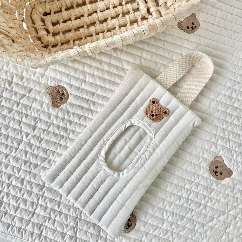 Porta toallitas húmedas portátil con diseño de animal lindo y tapa abatible - Forma cuadrada, material resistente - Bolsa de pañuelos para cochecito de bebé