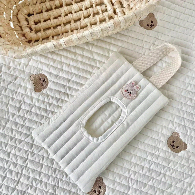 Porta toallitas húmedas portátil con diseño de animal lindo y tapa abatible - Forma cuadrada, material resistente - Bolsa de pañuelos para cochecito de bebé