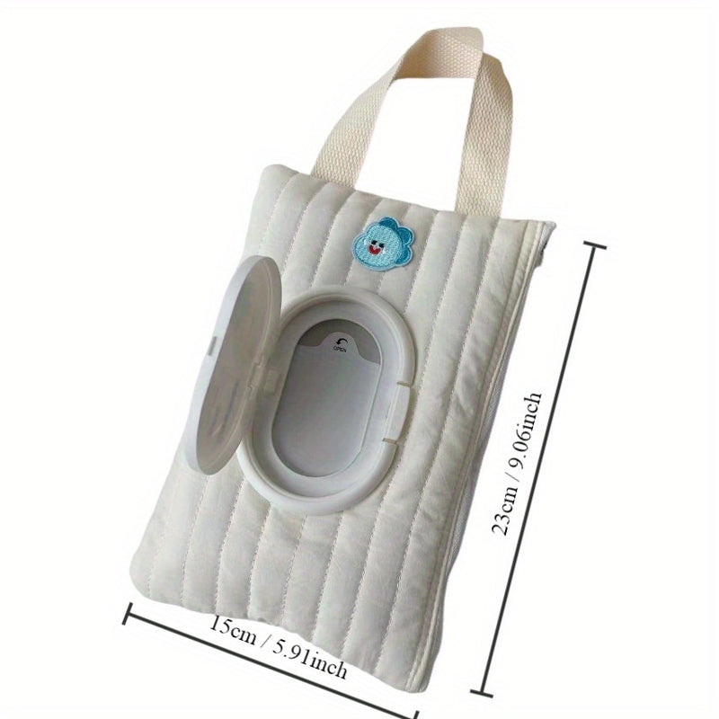 Porta toallitas húmedas portátil con diseño de animal lindo y tapa abatible - Forma cuadrada, material resistente - Bolsa de pañuelos para cochecito de bebé