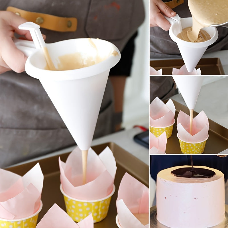 1 Juego de 1 Funnel de masa para pasteles manual - Utensilio de cocina fácil de usar para cupcakes, panqueques, postres - Herramienta de repostería segura para alimentos, no necesita electricidad, esenciales para la repostería | Herramienta de cocina fun