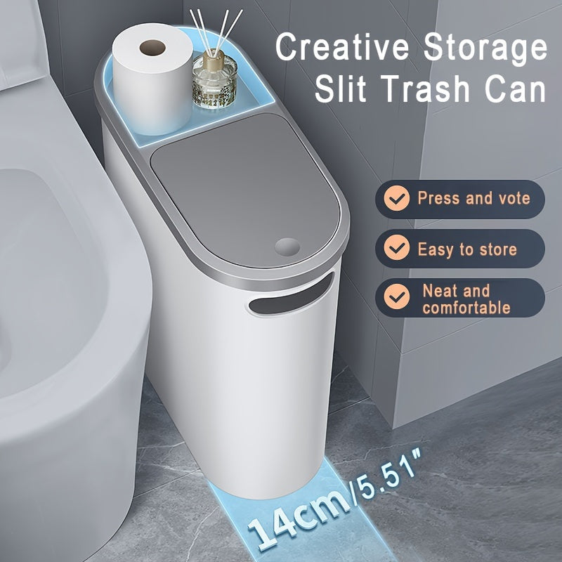 Papelera de Baño de Gran Capacidad con Tapa de Presión - Diseño Elegante y Ahorra Espacio para Esenciales del Hogar, Decoración de Regalo de Navidad/Halloween, Suministros de Baño. Accesorios de Baño, Decoración de Regalo de Navidad/Halloween