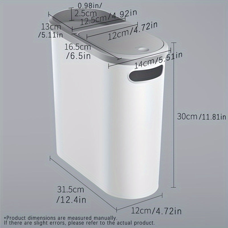 Papelera de Baño de Gran Capacidad con Tapa de Presión - Diseño Elegante y Ahorra Espacio para Esenciales del Hogar, Decoración de Regalo de Navidad/Halloween, Suministros de Baño. Accesorios de Baño, Decoración de Regalo de Navidad/Halloween